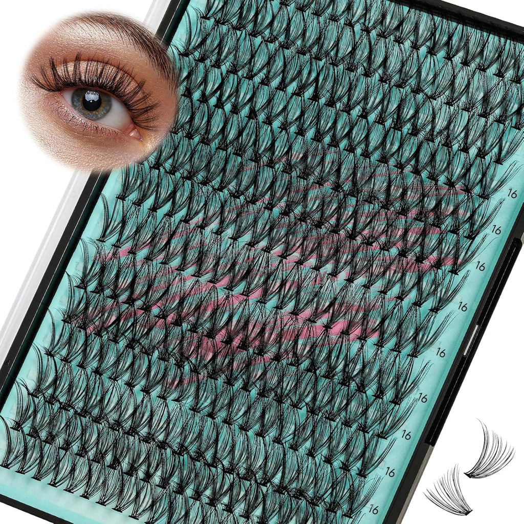 Lash Clusters Wispy 280PCS Eyelash Extension 30D Cluster Lashes Individual Lashes DIY Lash Extension Natural Look Cluster Eyelash Extensions Soft False Eyelashes at Home for Beginners(16mm)