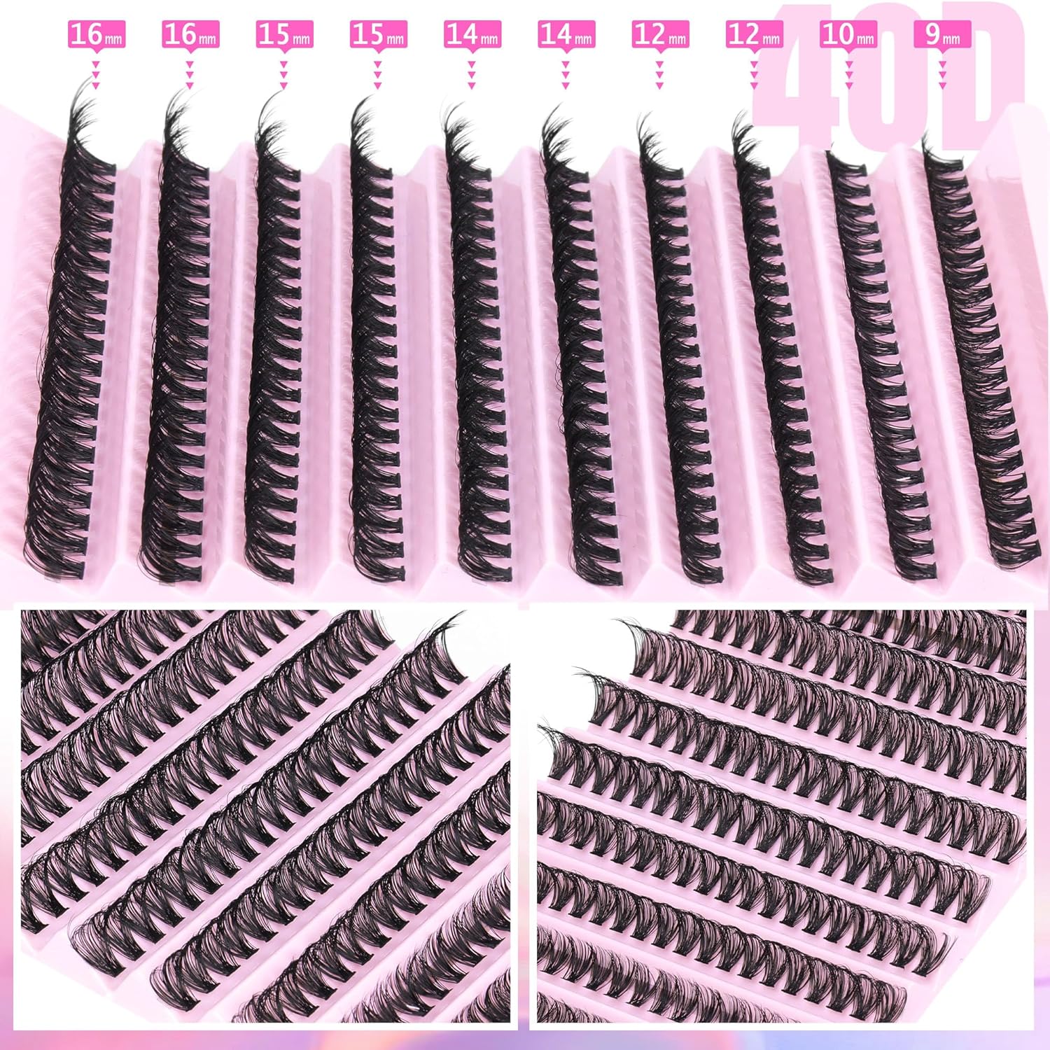 DIY Lash Extension Kit Individual Eyelash Extension Kit 200Pcs Cluster Lashes Kit Eyelash Extension Clusters with Bond,Seal and Lash Extension Remover Lash Tweezers at Home by TNFVLONEINS (Kit,40D)
