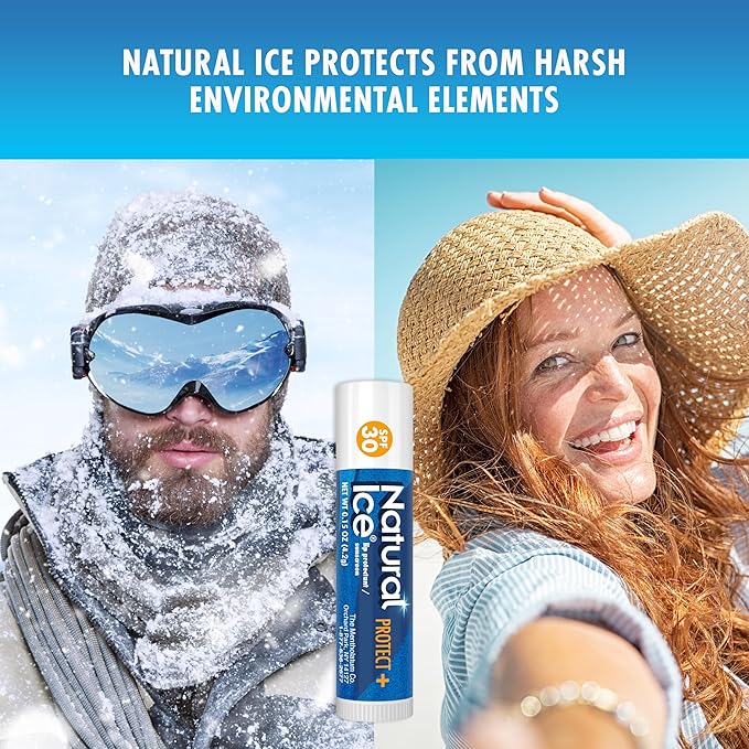 Mentholatum (R) Natural Ice (R) Sport Broad Spectrum SPF 30 Medicated Lip Balm - 12 Pack of 4.2 g Tubes