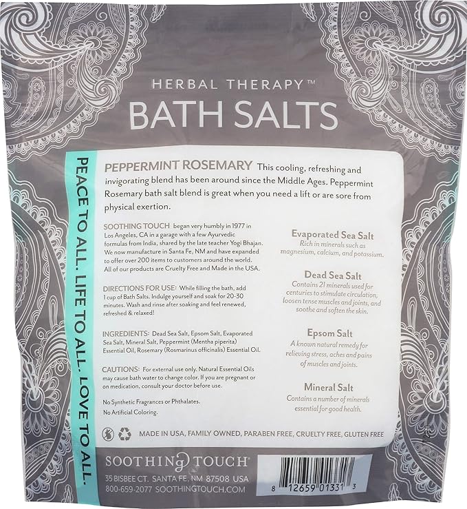 Soothing Touch Peppermint Rosemary Invigorating Bath Salts Pouch, 32 Oz