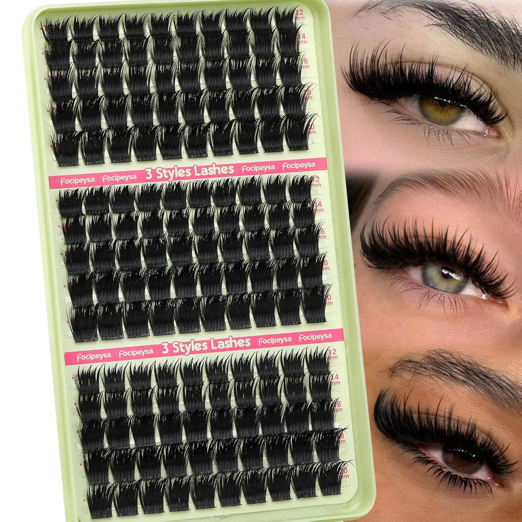 Focipeysa Dramatic Lash Clusters 12-20mm Eyelash Clusters Thick Cluster Lash Extensions Fluffy Lash Extension Volume Individual Eyelashes Extension Salon Effect Lash Extension