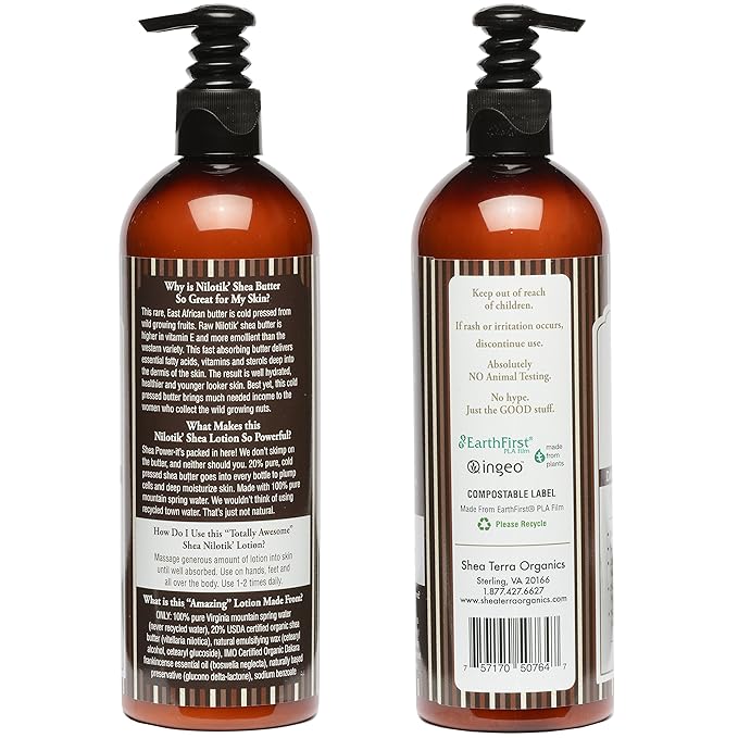 Shea Terra Organics Nilotik’ Shea Butter Ultra-Rich Lotion – Dakara Frankincense | Natural Daily Moisturizer with Astringent Properties to Rejuvenate & Soothe Dry Skin– 16 oz