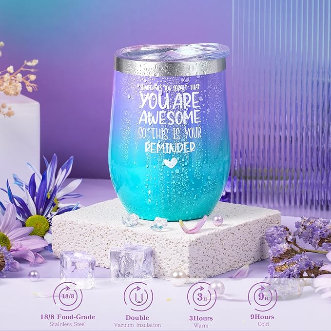Gifts for Women Spa Lavender Bath Gifts Baskets for Women Mothers Day Gifts Birthday Gifts Relaxing Self Care Gift for Mom Her Auntie Sister Teacher Wine Tumbler Purple