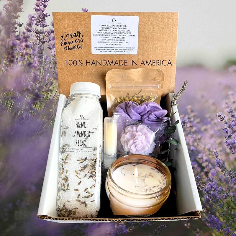 Beets and Apples Lavender Spa Gift Basket, Christmas Gift Baskets for Women, Holiday Gift Ideas for Her, Care gift pacakge, Lavender Spa Gift Set Handmade in USA (French Lavender)