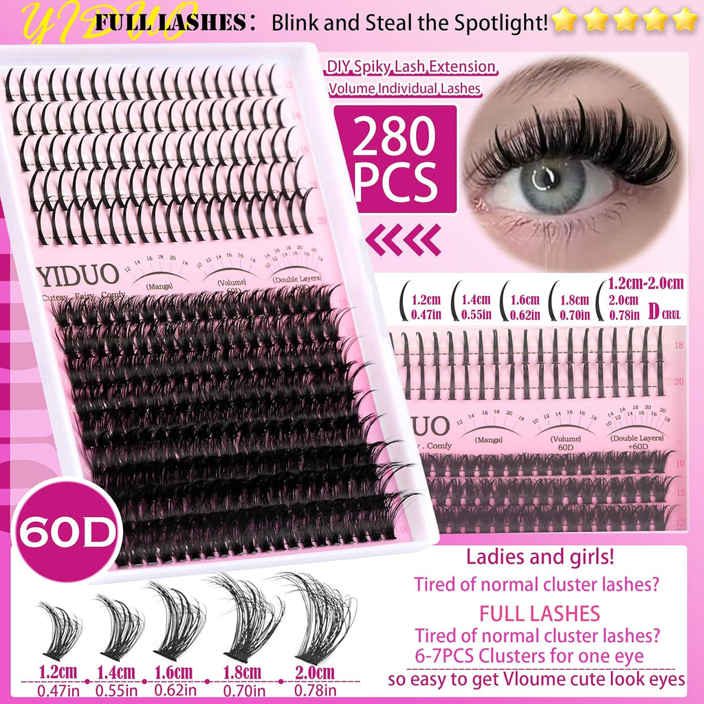 Lashes Clusters Kit with Spikes Bottom Extensions False Eyelashes 816Pcs Bulk Packs with 2X Bond&Seal Volume D Curl Wispy Individual Fake Eyelash Wholesale Large Pack for Beginners Gift Choice