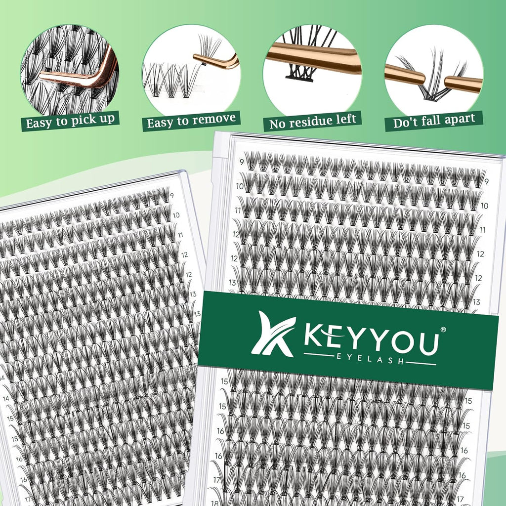 Lash Clusters 300Pcs Individual Lashes 20D 0.07C Curl 9-18MIX Lash Extensions Clusters Lashes Soft&Natural False Eyelashes Individual DIY Eyelash Extension at Home(20D-0.07C,9-18MIX)
