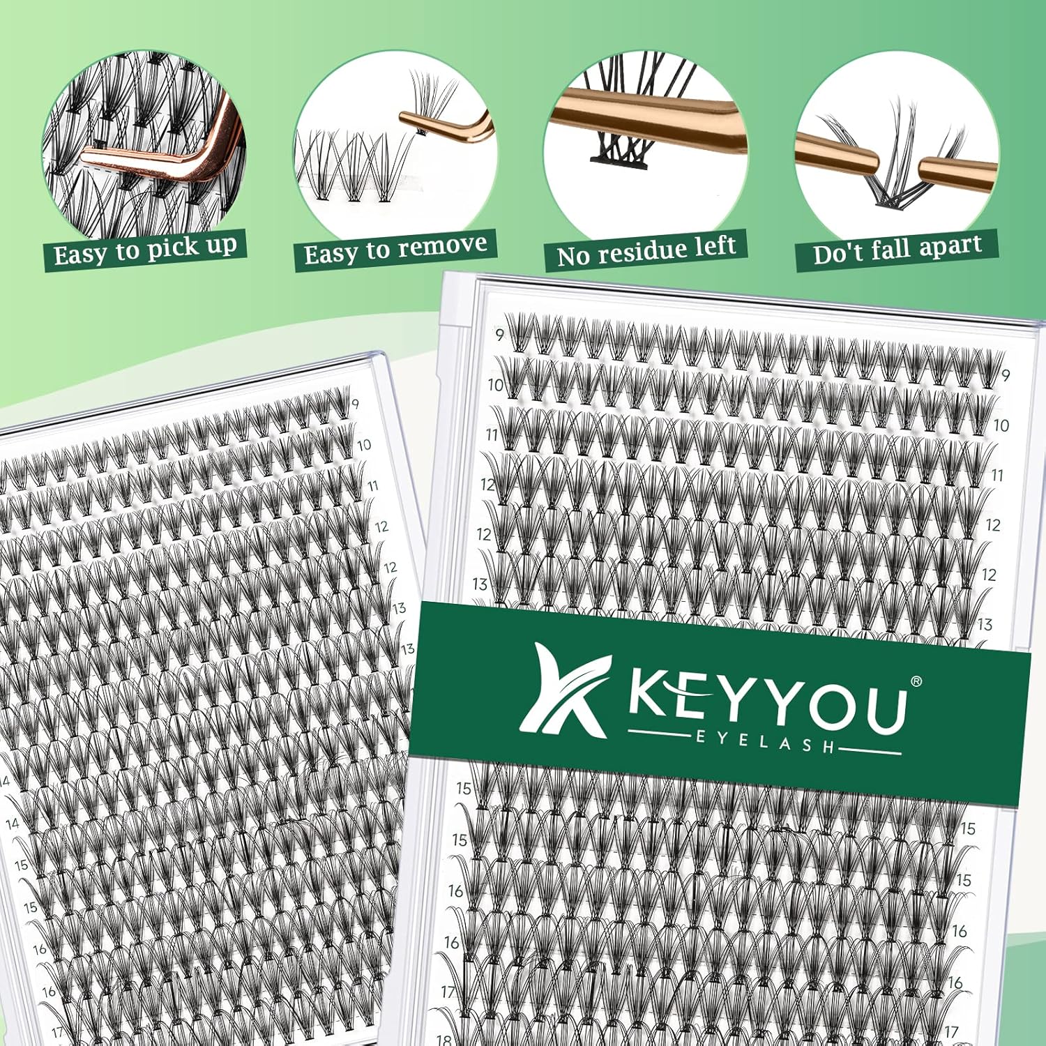 Lash Clusters 300Pcs Individual Lashes 20D 0.07C Curl 9-18MIX Lash Extensions Clusters Lashes Soft&Natural False Eyelashes Individual DIY Eyelash Extension at Home(20D-0.07C,9-18MIX)