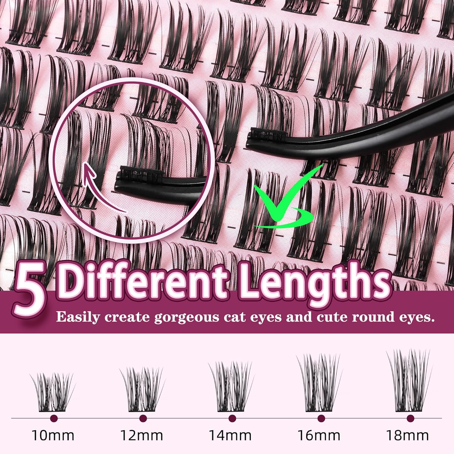 Lashes Clusters D Curl Fluffy Lash Clusters 0.07D 10-18 MIX 144 Eyelashes Individual Lashes Clusters DIY Lash Extensions at Home False Lashes Wide Band Natural Eye Lash Clusters