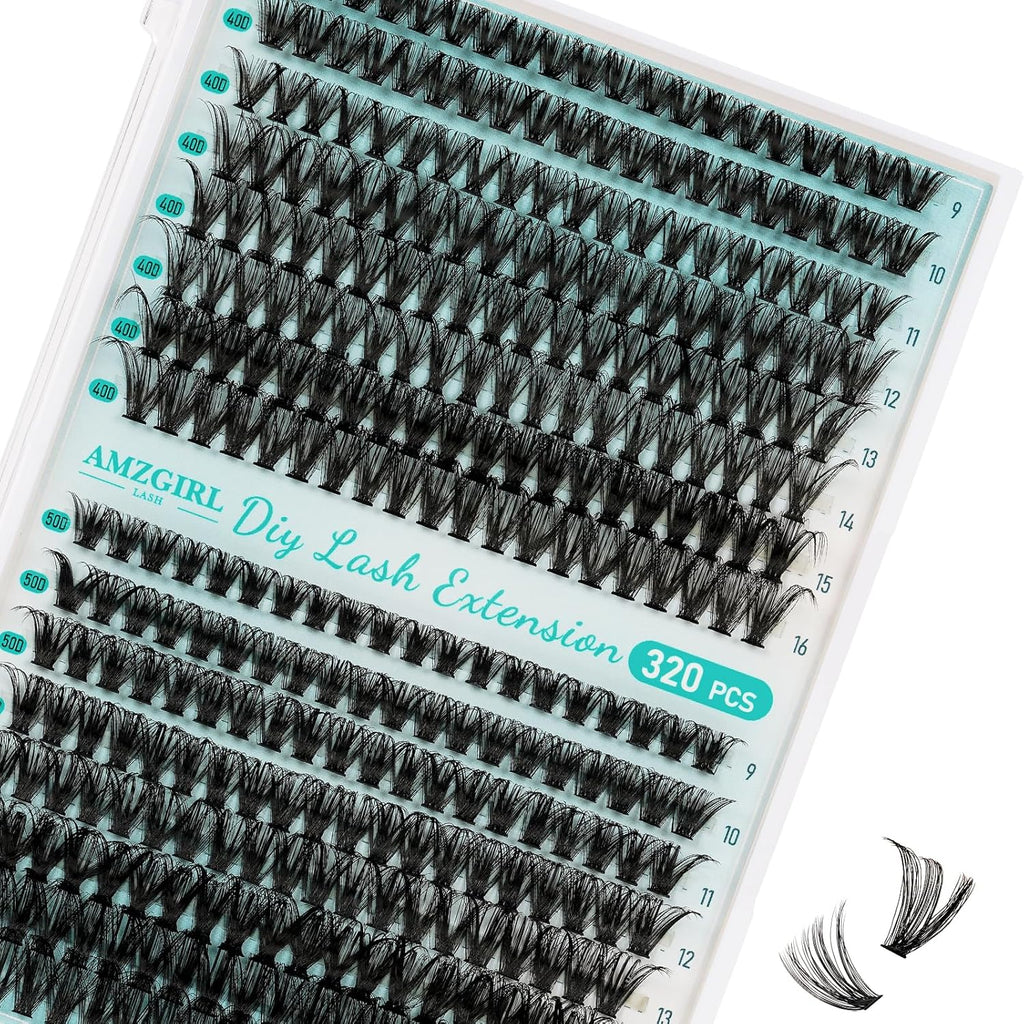 Lash Clusters Wispy 320PCS Eyelash Extension 40D 50D Cluster Lashes Individual Lashes DIY Lash Extension Natural Look Cluster Eyelash Extensions Soft False Eyelashes at Home for Beginners(D-Mix9-16mm)