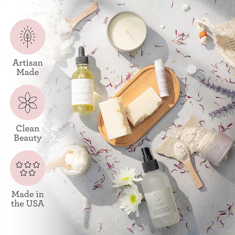 Lizush Luxury Spa Gifts for Women - 9 Piece Lavender Gifts for Her, Gift Baskets for Women, Body Care Set for Mom, Birthday Box For Women, Self Care Spa Kit For Wife - Handmade in the USA