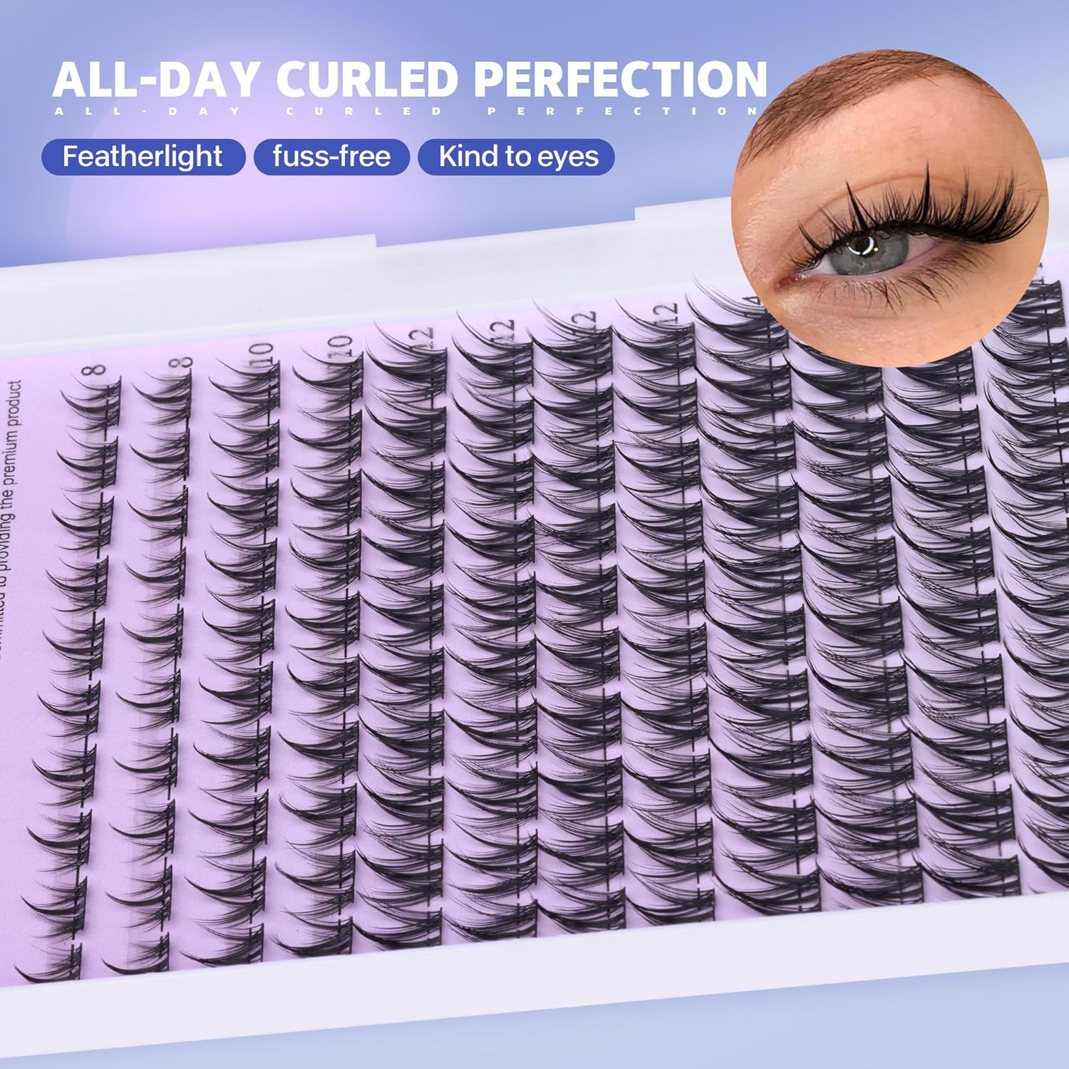 Pawotence Manga Lash Clusters Kit Fairy Eyelash Clusters 8-14mm Natural Lash Extension Kit Individual Lashes Cluster Wispy with Lash Bond and Seal, Tweezers Cluster Eyelash Extensions Kit