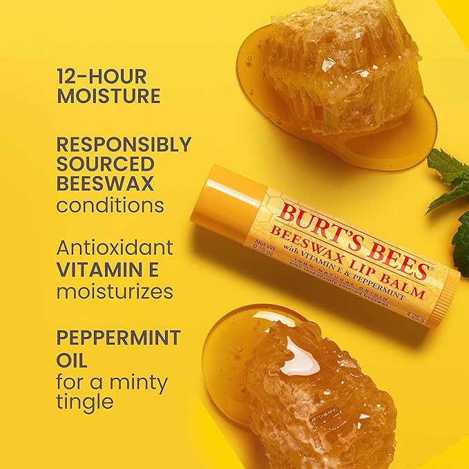 Burt's Bees Essential Everyday Beauty Gift Set, 5 Travel Size Products & 100% Natural Origin Moisturizing Lip Balm, Original Beeswax with Vitamin E & Peppermint Oil, 4 Tubes in Blister Box