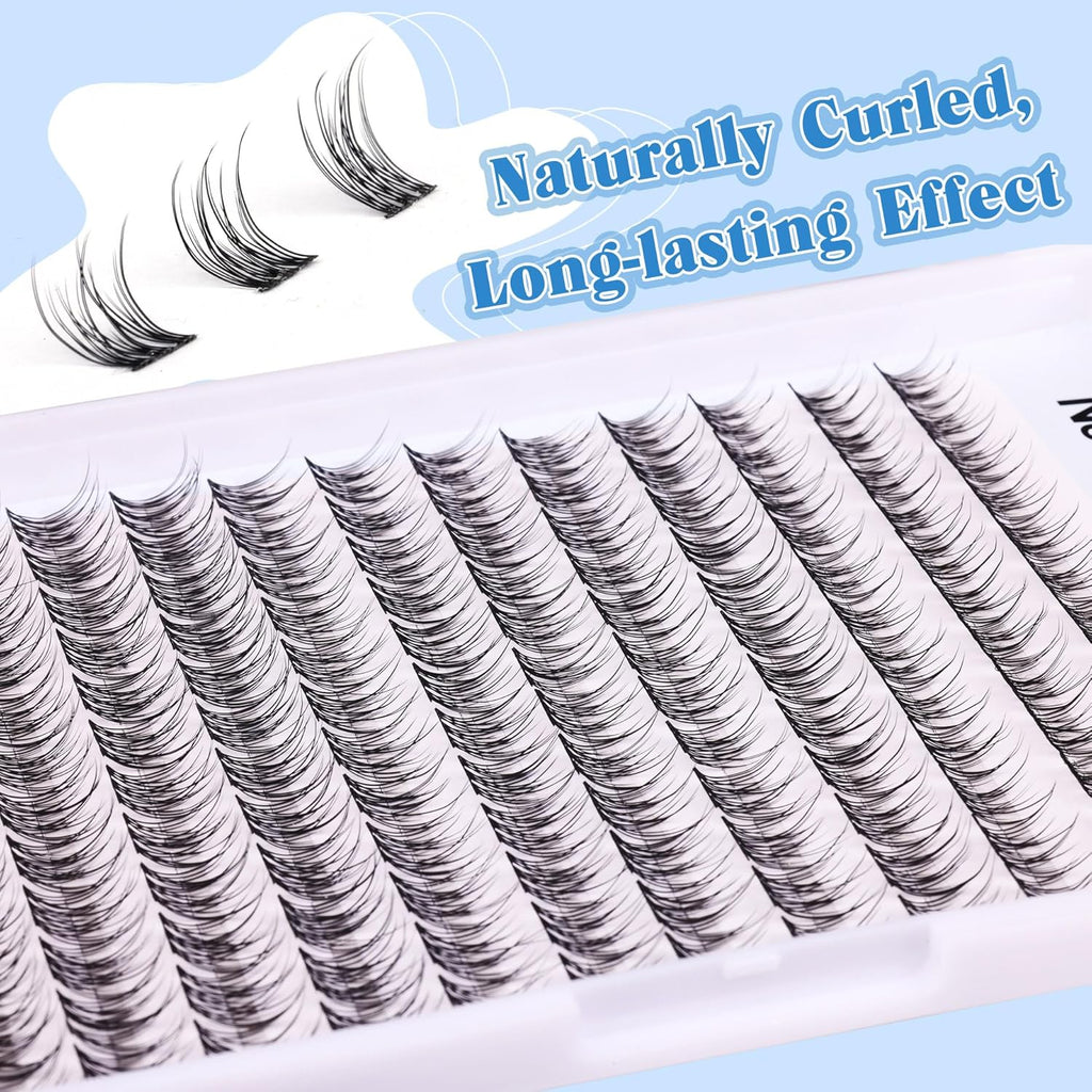 Natural Lash Clusters DIY Eyelash Extension Wispy 144 Pcs Individual Cluster Lashes Extension at Home C-curly 9-11MM Eyelash Cluster Faux Mink False Lashes by Newcally