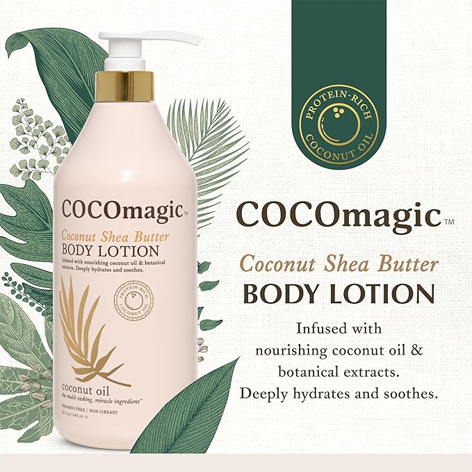 Cocomagic Coconut Shea Butter Body Lotion | Deeply Hydrating & Non-Greasy Moisturizer for Soft, Smooth Skin | Paraben-Free & Gentle for All Skin Types (32 Fl Oz)