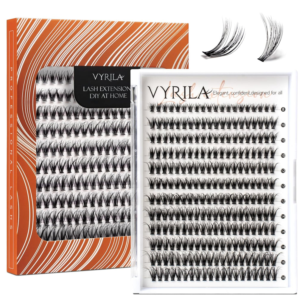 Lash Clusters DIY Lash Extensions, D Curl Individual Lashes Clusters Lashes Wispy Lash Extensions Natural Look Eyelash Clusters Mix 8-16mm(30D-0.07D-8-16mm)