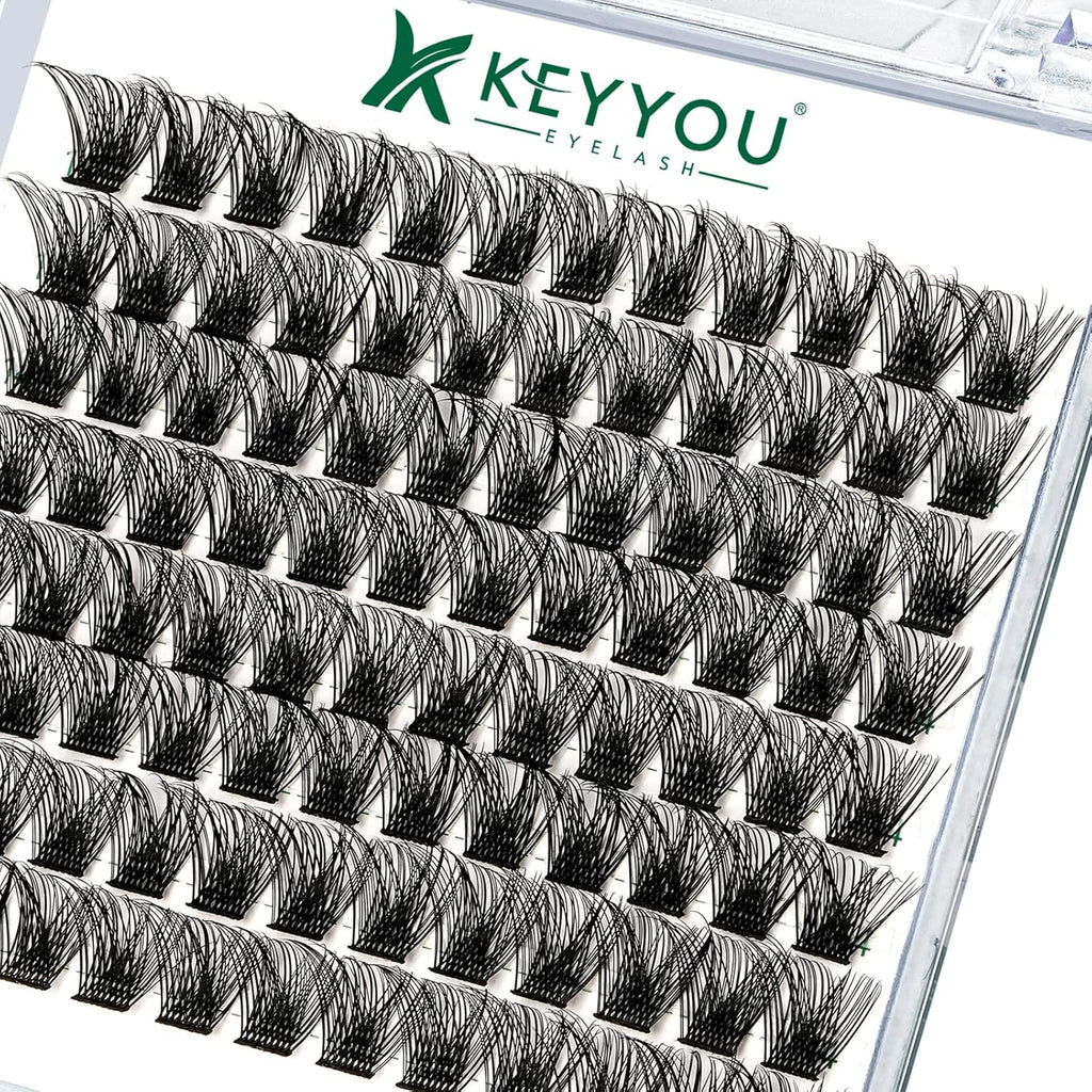 Lash Clusters 96pcs Individual Lashes Y03 D Curl 16mm Cluster Lashes KEYYOU Volume Wispy Lash Extension Soft&Comfortable Easy DIY at Home(Y03 D-16mm)