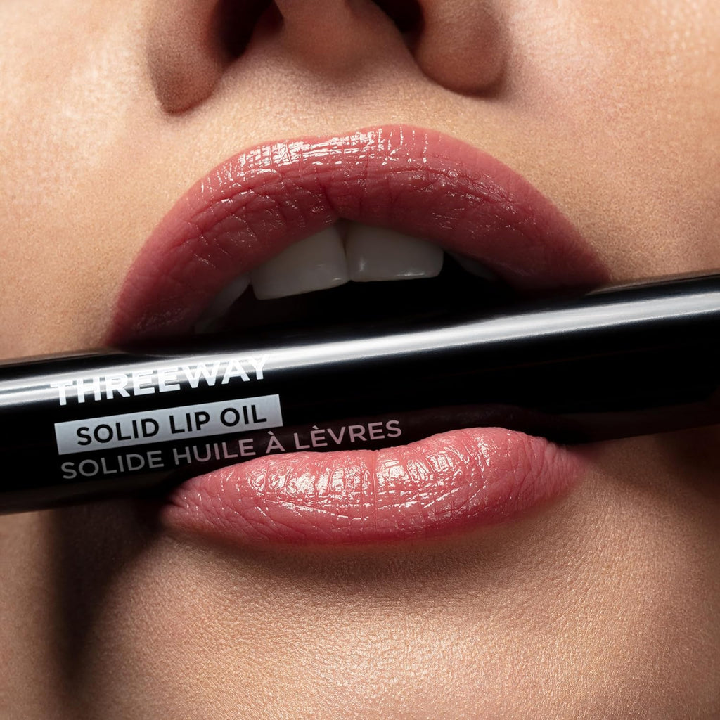 Deck of Scarlet Threeway Solid Lip Oil, Vegan Formula With Hyaluronic Acid and Hydrating Oil Blend, Glossy Finish - Pink Petal