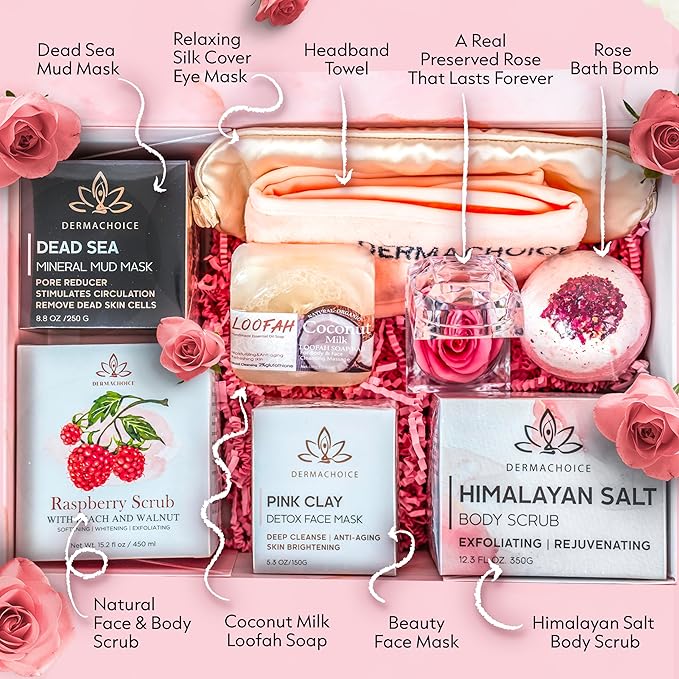 Luxury Spa Gift Set for Women - 9 Piece Self Care Package with Full Size Products, Plant-Based Superfoods, Minerals & Vitamins - Her Box