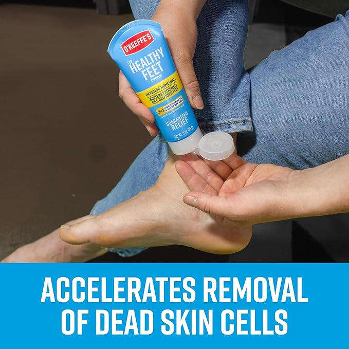 O'Keeffe's for Healthy Feet Exfoliating and Moisturizing Foot Cream, Guaranteed Relief for Extremely Dry, Cracked Feet, Softer Feet in 1 Use, 3.0 Ounce Tube, (Pack of 2)