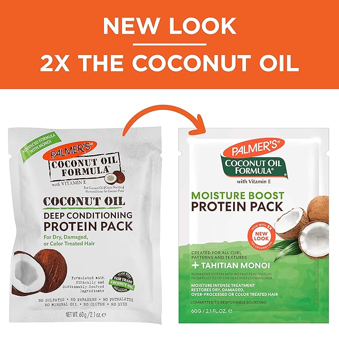 Palmer's Coconut Oil Formula Moisture Boost Protein Pack, Hair Treatment for Dry, Damaged, Over-Processed and Colored Hair, 2.1 Ounce (Pack of 12)
