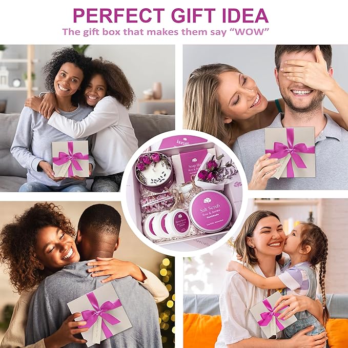 Rose & Jasmine Spa Gift Baskets for Women – Luxury Birthday Bath Gifts for Mom, Wife, Sister, Friend - Self-Care and Relaxation Mother’s Day Gifts - Gift Baskets for Her for All Occasions