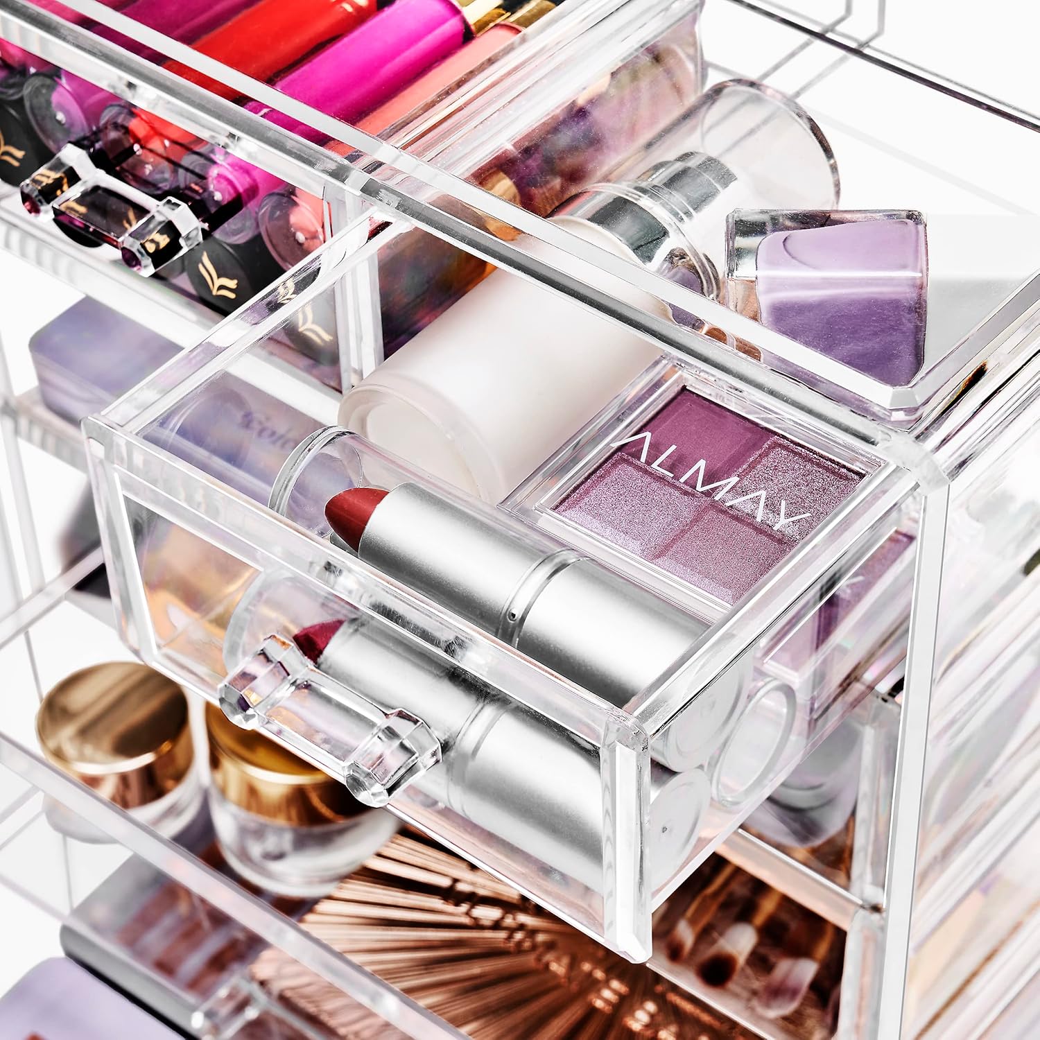 Sorbus Acrylic Makeup Organizer Set, 6-Drawer Vanity & Countertop Cosmetic Storage with Small & Wide Drawers, Clear Makeup Storage for Brushes, Lipsticks, Jewelry – Holiday Gift for Women & Teens