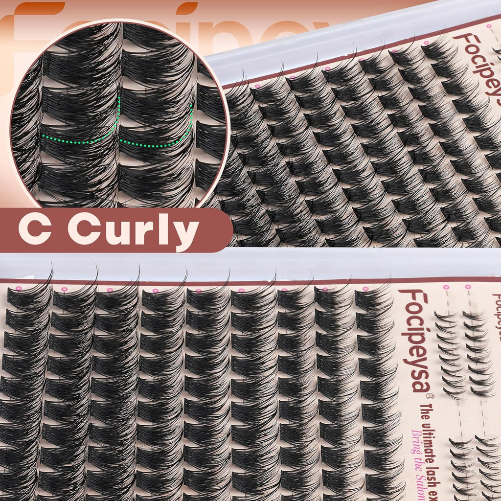 Focipeysa Wispy Lash Clusters Natural Eyelashes Extensions 10-16mm Cluster Lash Extensions C-Curl Lashes Extensions with Bottom Lashes Salon Effect Individual Eyelash DIY Eyelashes Clusters at Home