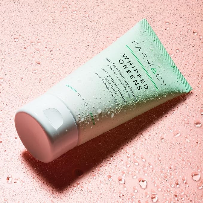 Farmacy Foaming Face Wash for Oily Skin - Whipped Greens Oil-Free Gentle Facial Cleanser + Exfoliator - Infused with Green Clay to Remove Impurities, Control Oil + Maintain Skin Hydration (50ml)