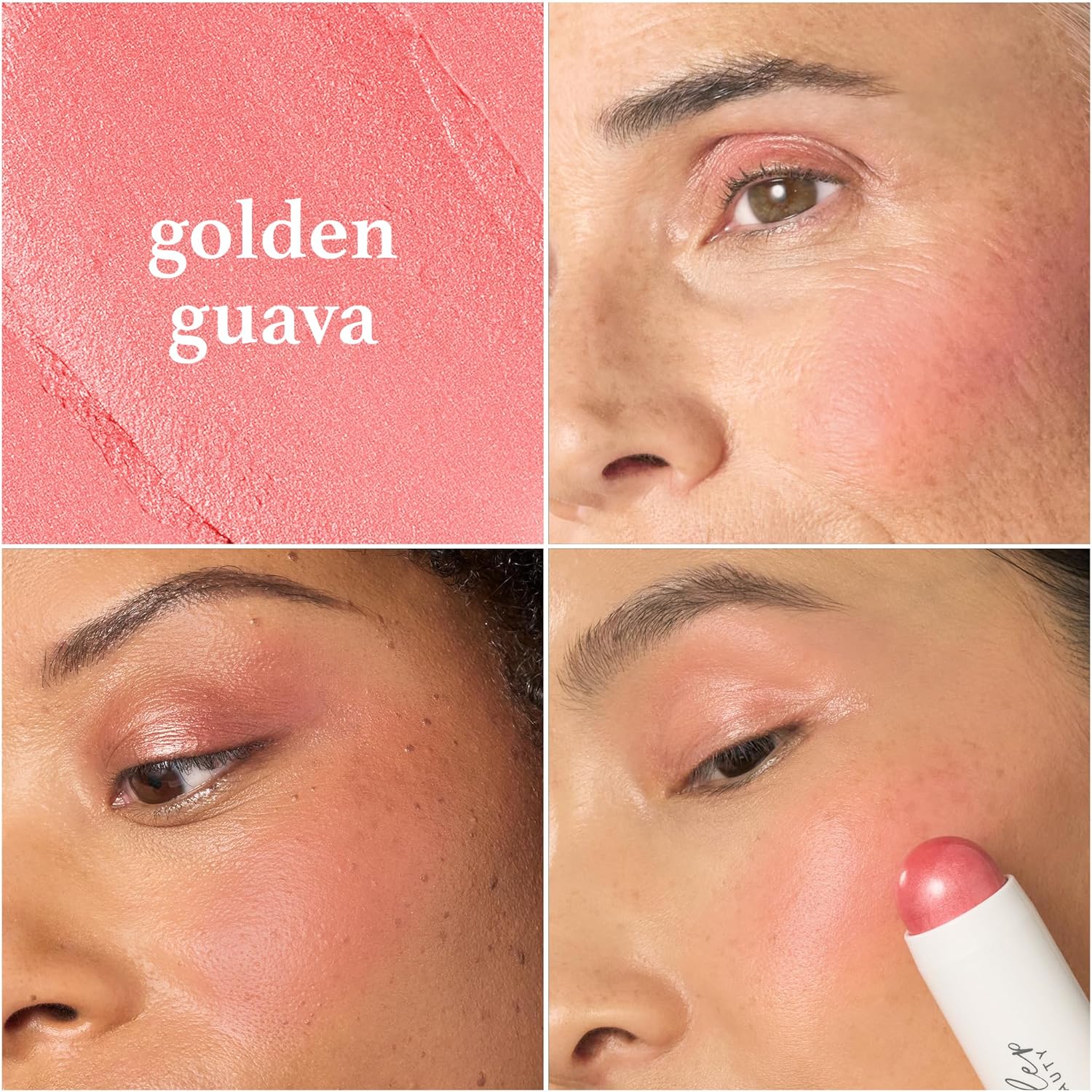 Julep Skip The Brush Cream to Powder Blush Stick - Golden Guava - Blendable and Buildable Color - 2-in-1 Blush and Cheek Makeup Stick