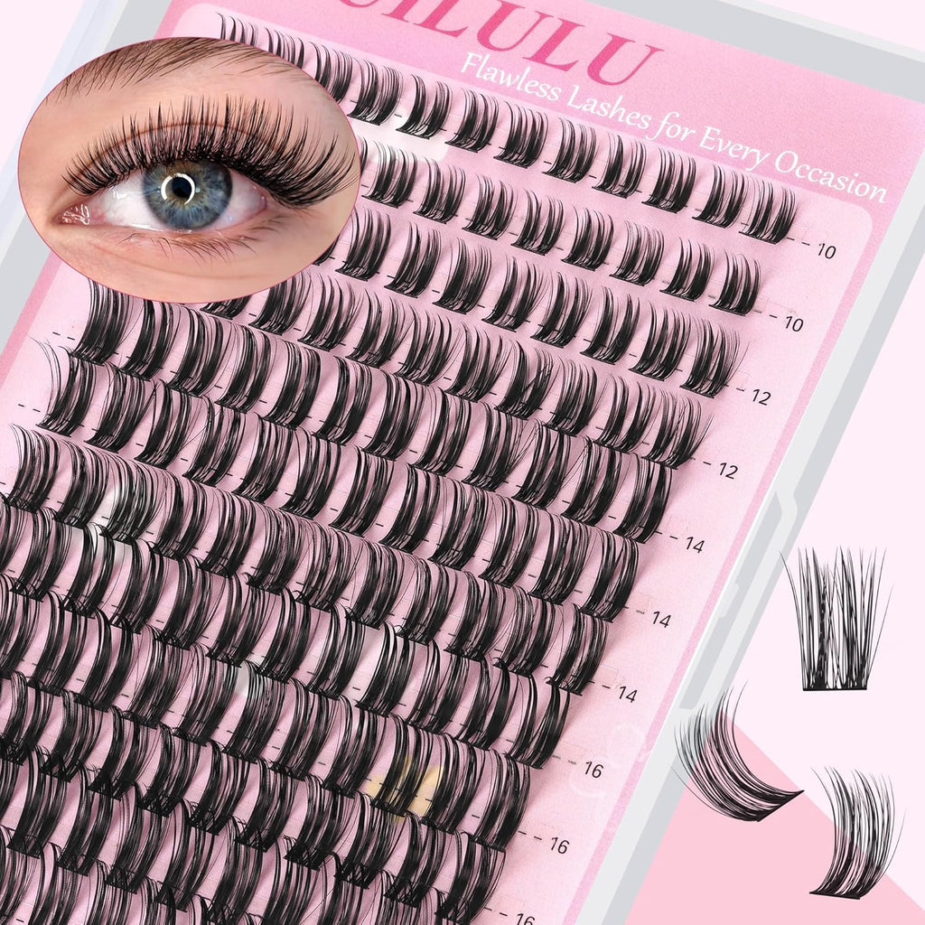 Lashes Clusters D Curl Fluffy Lash Clusters 0.07D 10-18 MIX 144 Eyelashes Individual Lashes Clusters DIY Lash Extensions at Home False Lashes Wide Band Natural Eye Lash Clusters