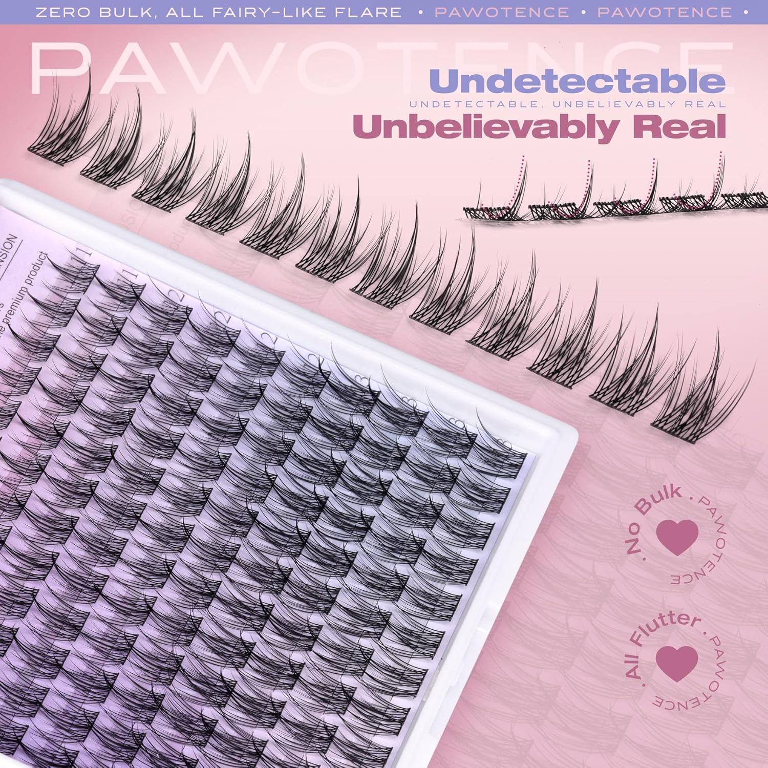 Pawotence Natural Lash Clusters Wispy Eyelash Clusters 120pcs Fairy Lashes Cluster Eyelash Extensions Individual Cluster Lashes for DIY Lash Extension