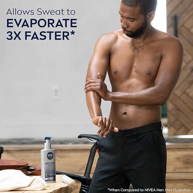 NIVEA MEN Breathable Body Lotion, 48 Hour Hydrating Lotion for Men, 13.5 Fl Oz Bottle