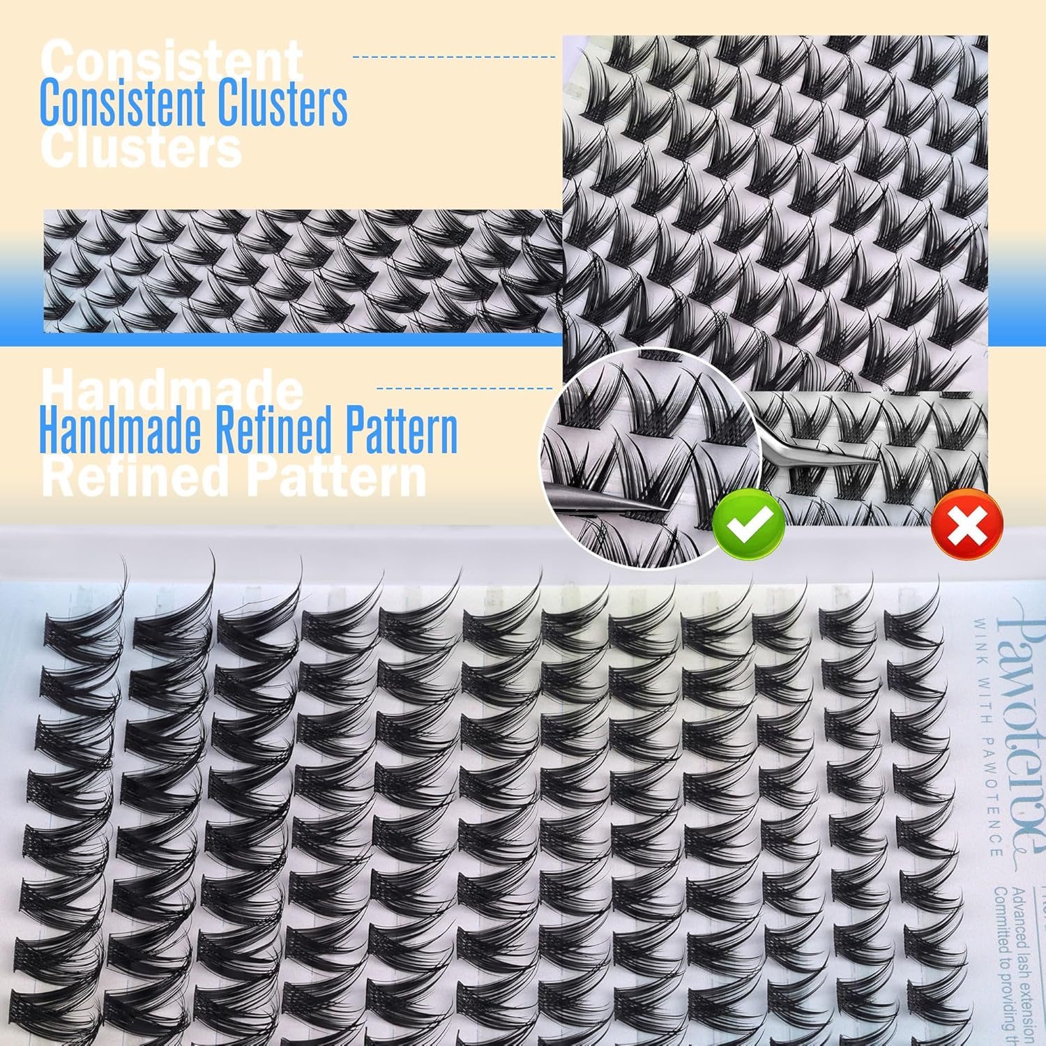 Pawotence Manga Lash Clusters Wispy Cluster Eyelash Extensions 10-16mm Individual Lashes Clusters Spiky Lash Extension DIY False Eyelashes Clusters