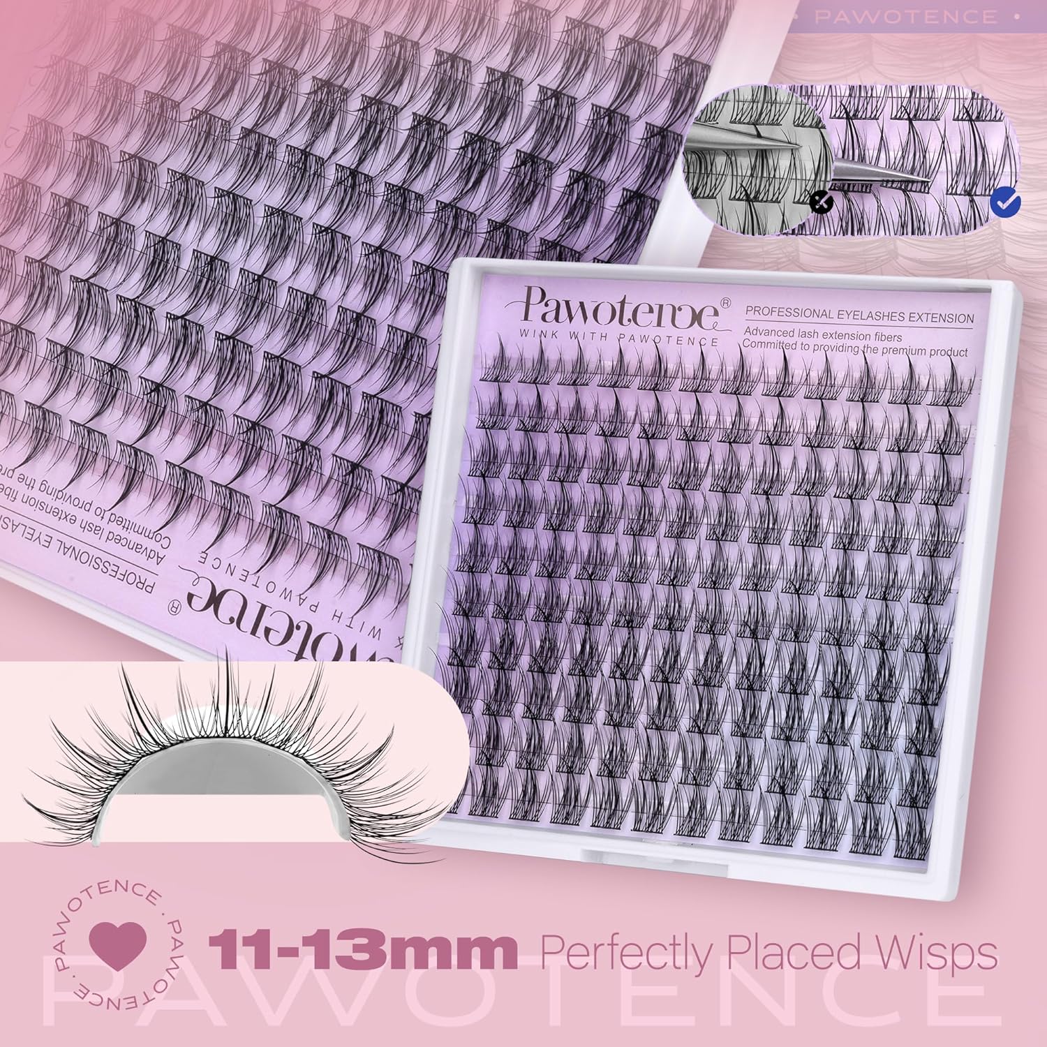 Pawotence Natural Lash Clusters Wispy Eyelash Clusters 120pcs Fairy Lashes Cluster Eyelash Extensions Individual Cluster Lashes for DIY Lash Extension