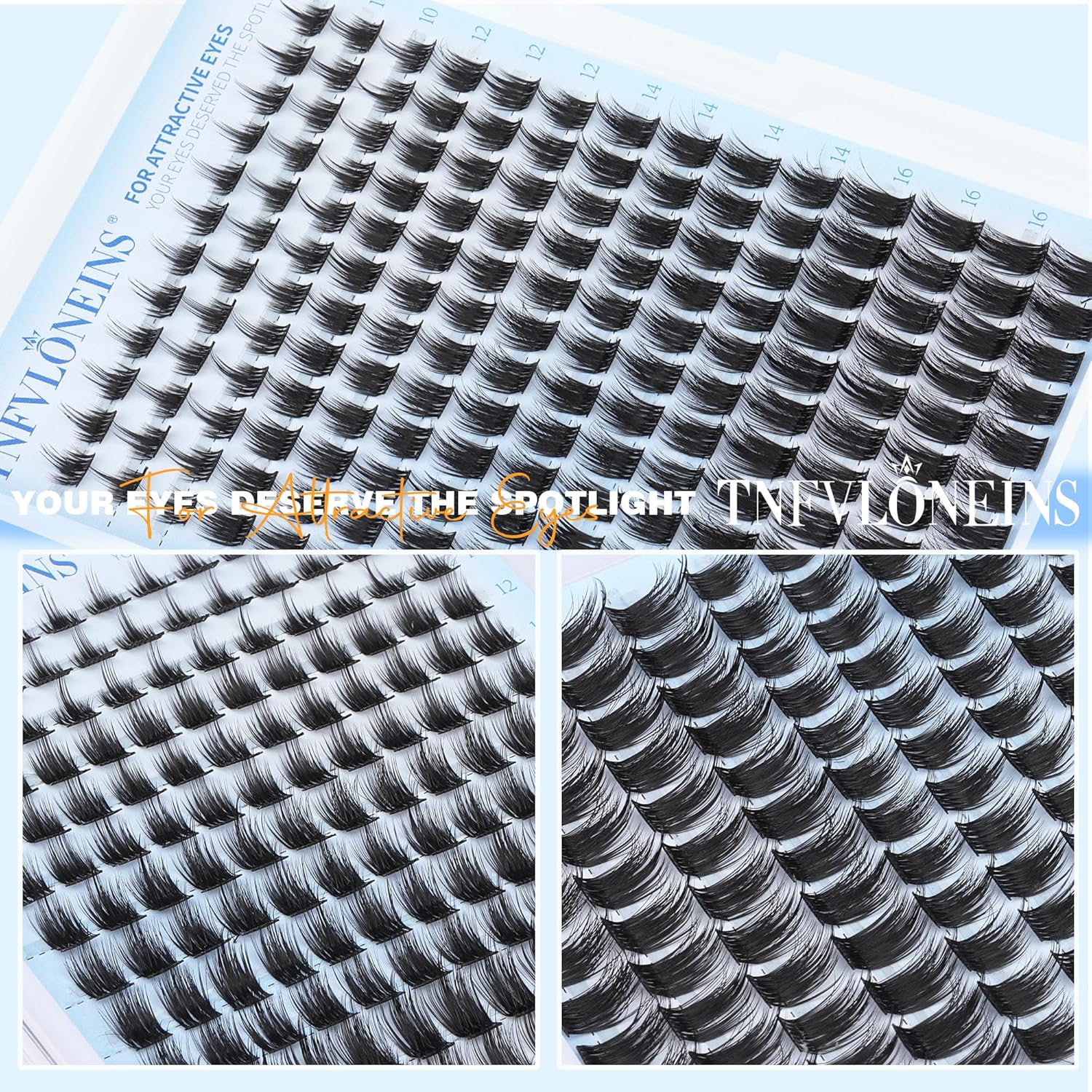 TNFVLONEINS Manga Lash Clusters Wispy Eyelash Clusters with Spikes Natural Individual Lashes Cluster DIY Anime Cluster Eyelash Extensions