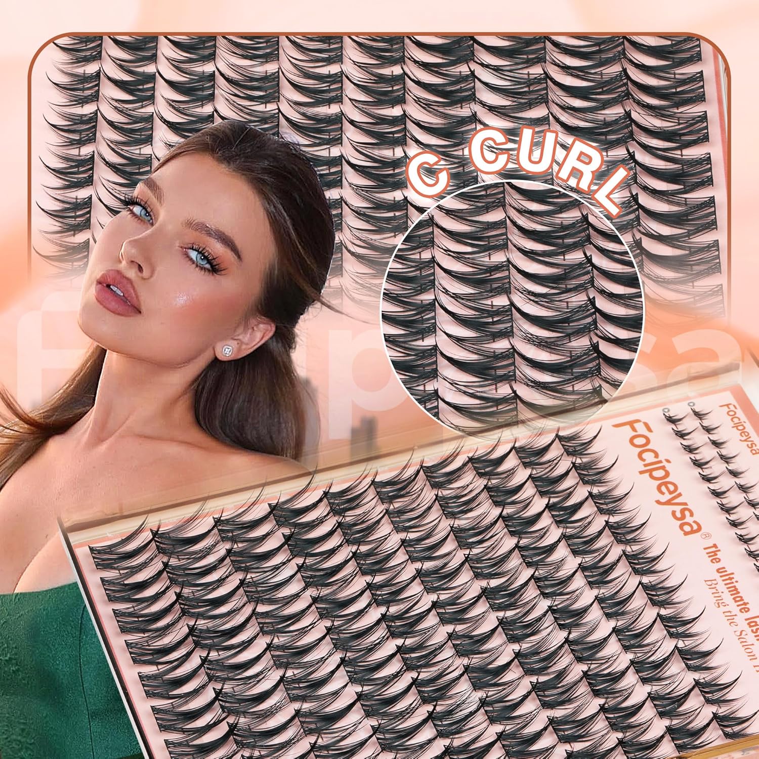 Focipeysa Natural Eyelash Clusters Spiky Lash Clusters 120 PCS Lashes Extensions with Bottom Lashes 8-16mm CD Curly Individual Lash Clusters Wispy DIY Lash Extension at Home