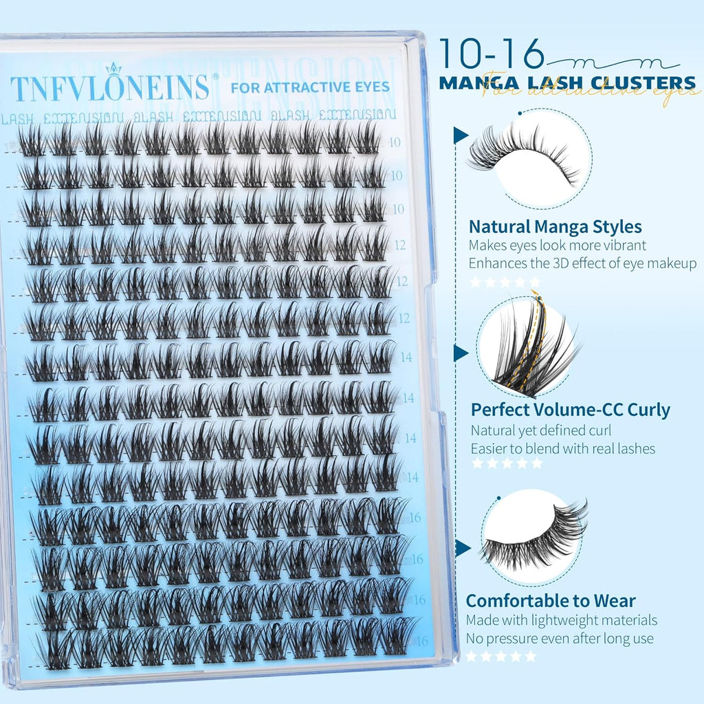 Wispy Lash Clusters Manga Cluster Eyelash Extensions DIY Individual Lashes Clusters with Spikes Natural Eyelash Clusters Fairy Cluster Lashes 168Pcs Eye Lash Clusters by TNFVLONEINS