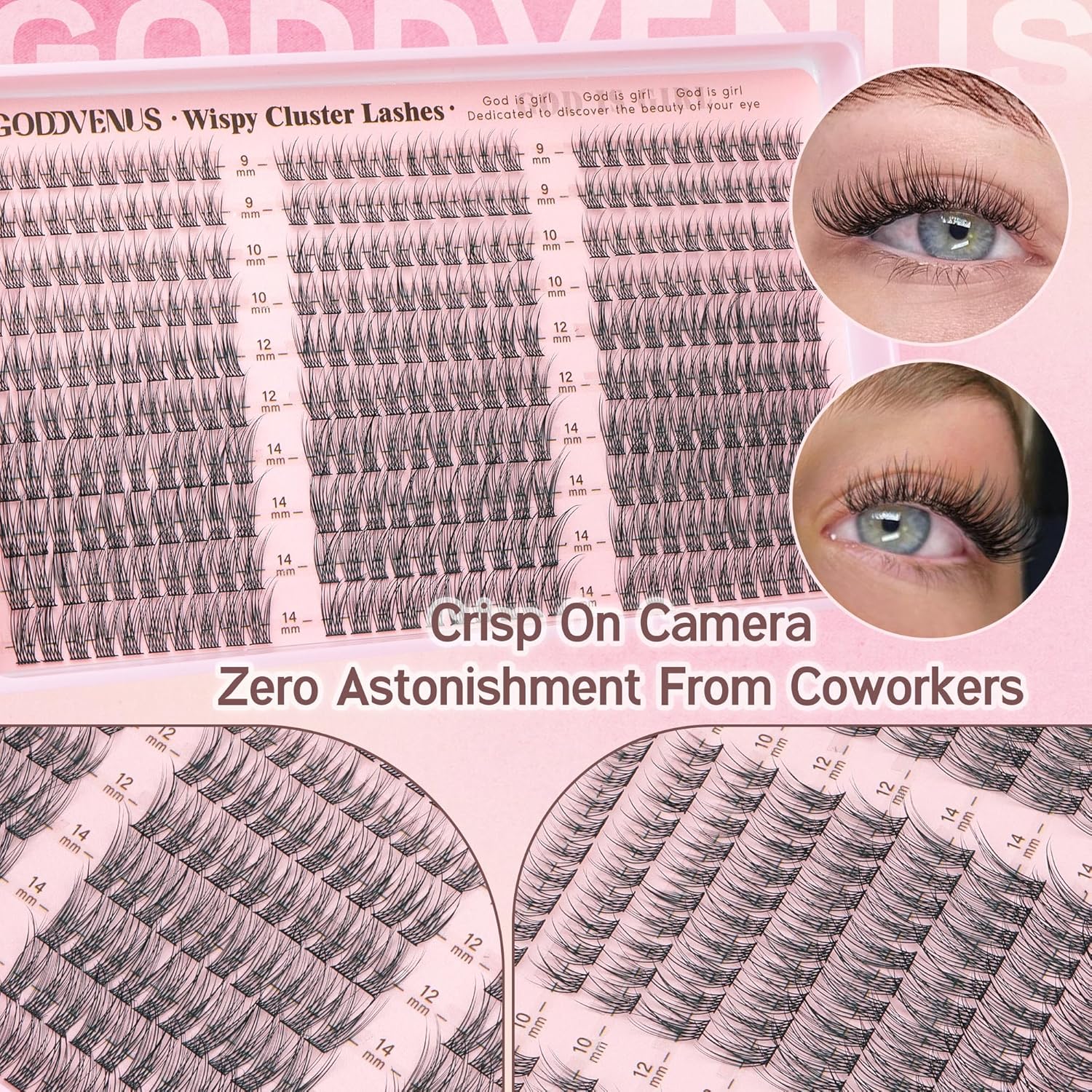 Lash Clusters Wispy 9-14mm Eyelash Clusters Natural DIY Cluster Eyelash Extensions Lash Individual 300pcs Short C Curve