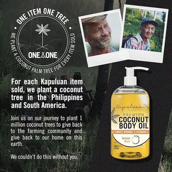 Kapuluan Raw Coconut Oil for Skin, Hair – Raw Extra Virgin Coconut Oil 200ml and Massage Body Oil, Orange Essential Oil - 8 oz - Bundle