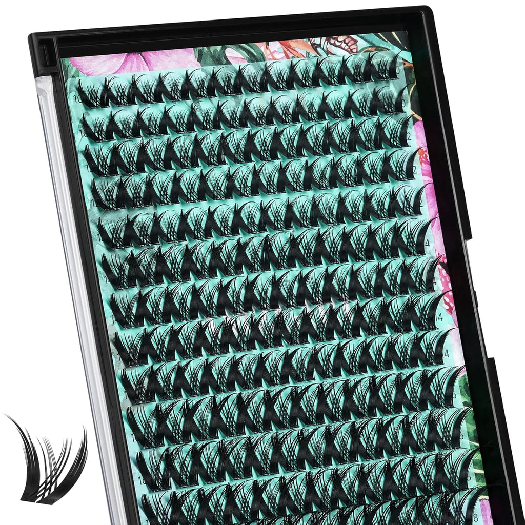 Lash Clusters Manga 168Pcs Eyelash Cluster Wet Look Ultra-Thin Invisible Lash Band Eyelashes Extensions Spiky Anime Wide Span Lashes(Kitten,C-Mix10-18mm)