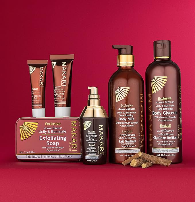 MAKARI Exclusive Skin Care 2-Piece Gift Set | Self Care Kit With Body Toning Milk Lotion with Organiclarine Ideal for All Skin Types & Exfoliating Soap | Makeup Gifts for Women with Free Makeup Bag