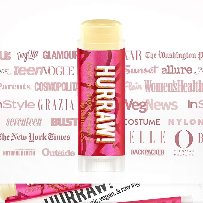 Hurraw! Grapefruit, Ginger, Eucalyptus (Kapha) Lip Balm, 3 Pack: Organic, Certified Vegan, Cruelty and Gluten Free. Non-GMO, 100% Natural Ingredients. Bee, Shea, Soy and Palm Free. Made in USA