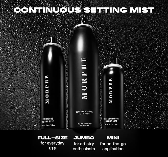 Morphe Mini Continuous Setting Mist - Micro-Fine, Travel Size Setting Spray for Makeup with a Natural Finish - Helps Makeup Resist Caking or Fading & Increases Wear of Foundation (1.3 oz)