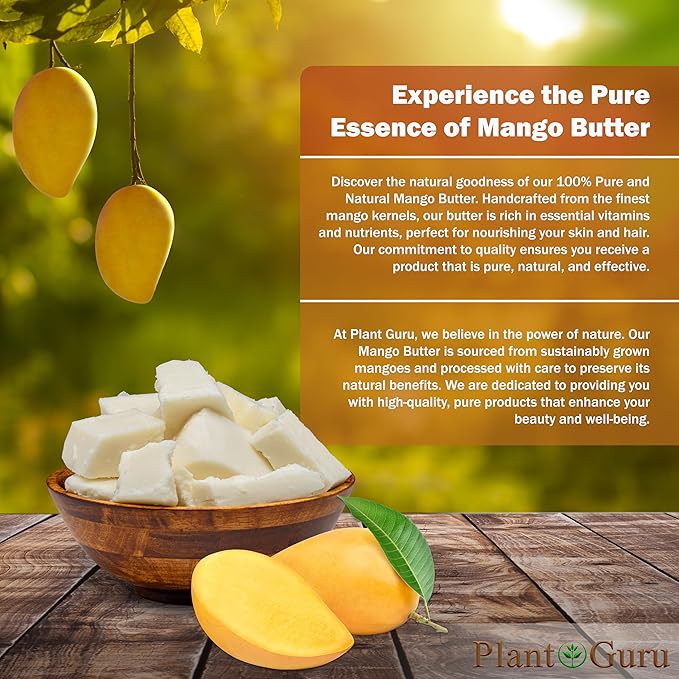 Raw Mango Butter 8 oz. Bar - 100% Pure Natural Unrefined - Great for Skin and Hair Growth. DIY Soap Making, Body Butter, Lotions and Creams.