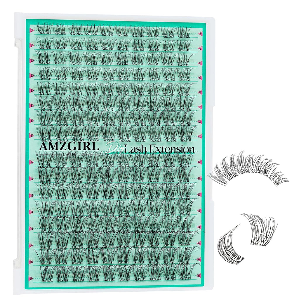 Lash Clusters 160PCS Invisible Eyelash Band Clusters with Natural Eyelashes Cluster Wide Stem Eyelash Extensions Individual Wispy Lashes Cluster(Lavendy,D-Mix8-16mm)