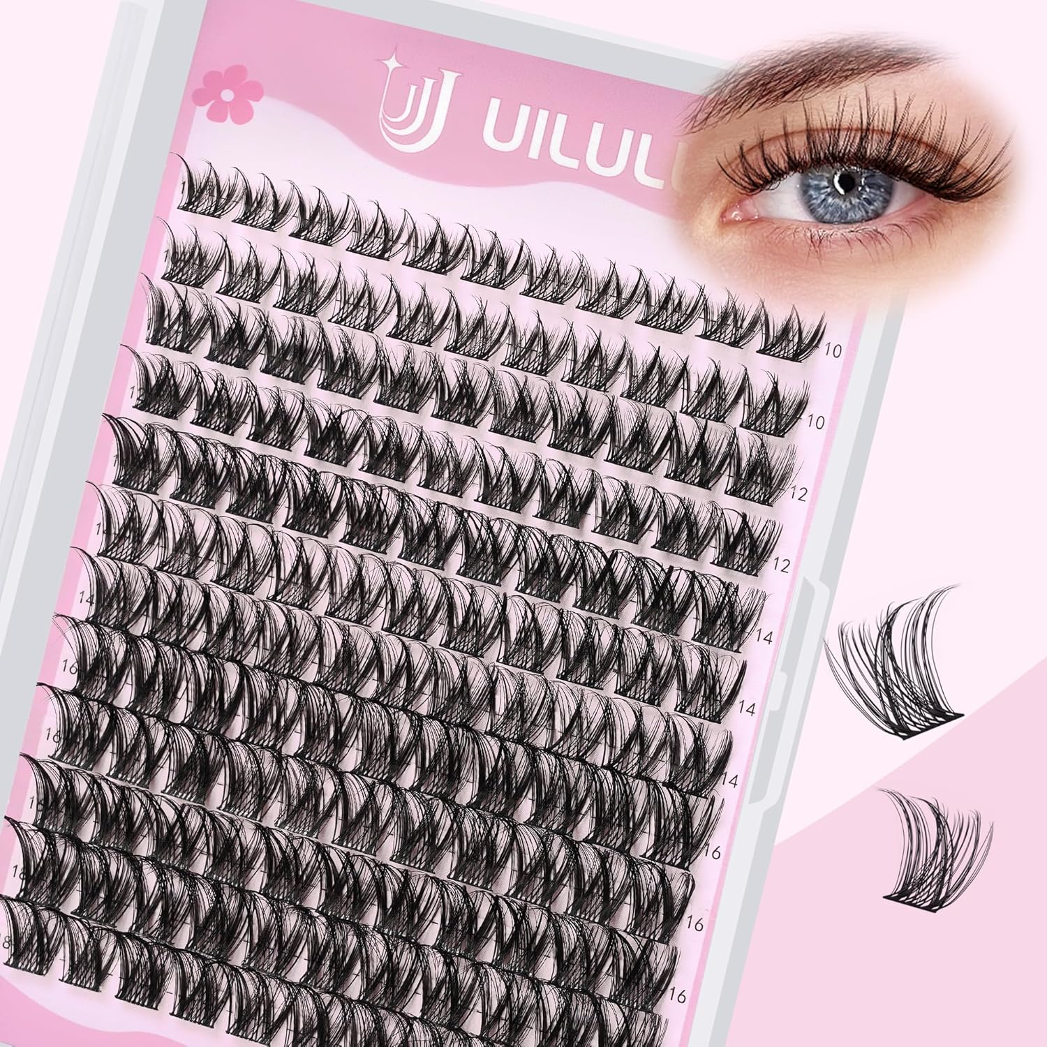 Lashes Clusters D Curl Fluffy Lash Clusters 0.07D 10-18 MIX 132 Eyelashes Individual Eyelashes Clusters DIY Lash Extensions at Home False Eyelash Wide Band Natural Eye Lash Clusters U23 Lash