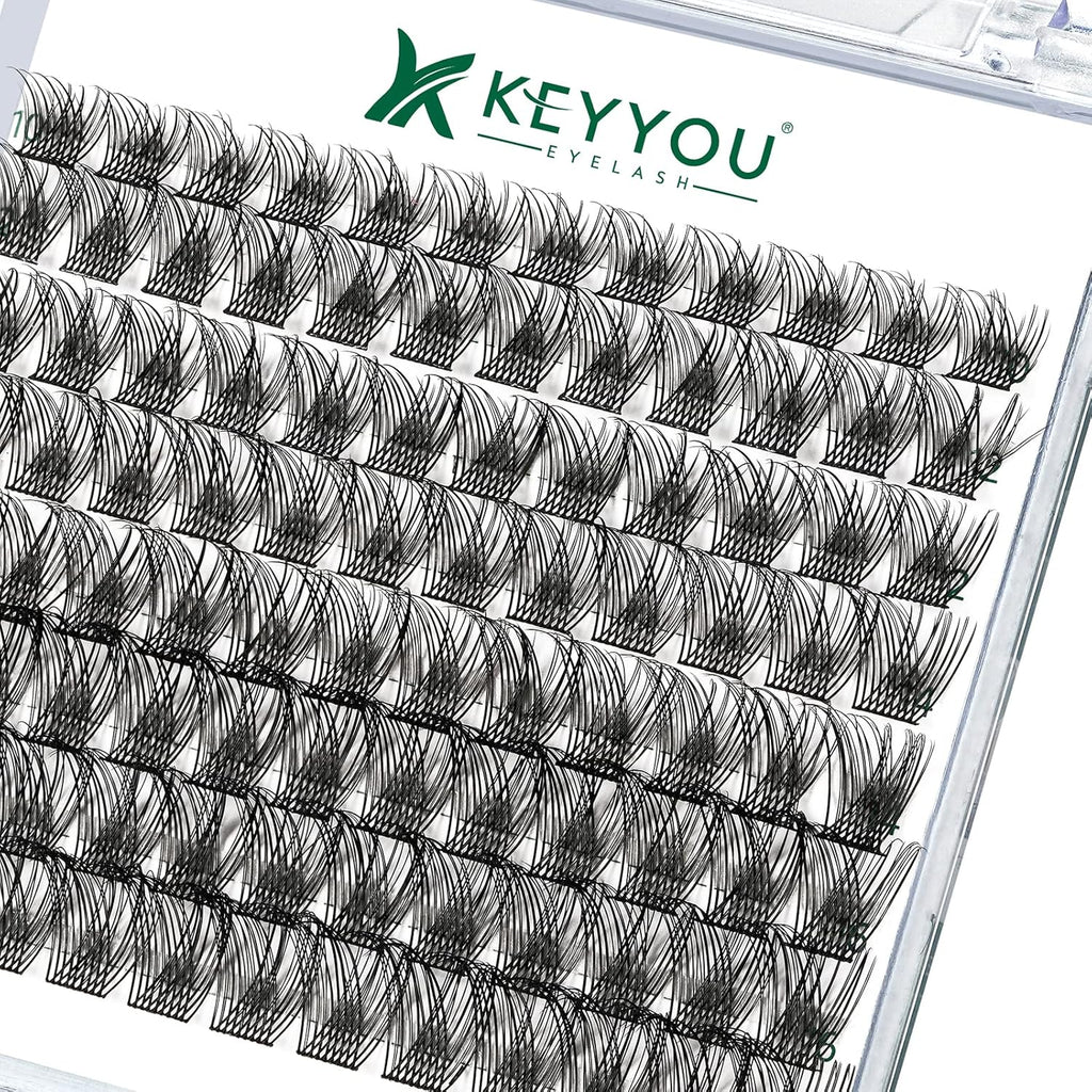 Lash Clusters,96 Pcs Cluster Lashes D Curl 8-18MIX DIY Lash Extensions Eyelash Clusters,KEYYOU Volume Wispy Individual Lashes Soft&Comfortable Easy DIY at Home(Y13,D-8-18MIX)