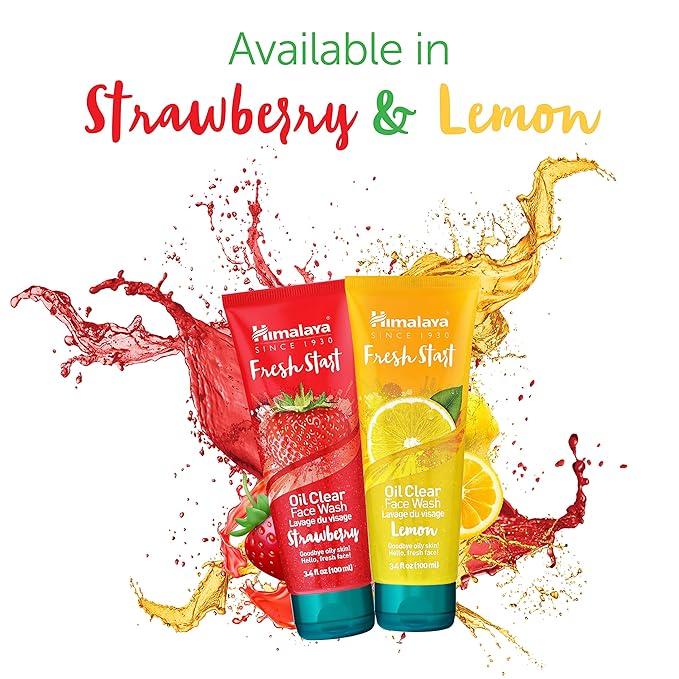 Himalaya Fresh Start Oil Clear Lemon Face Wash, Daily Facial Cleanser for Clean, Soft, Healthy-Looking, Hydrated Skin, Non-Drying for All Skin Types, 3.38 oz
