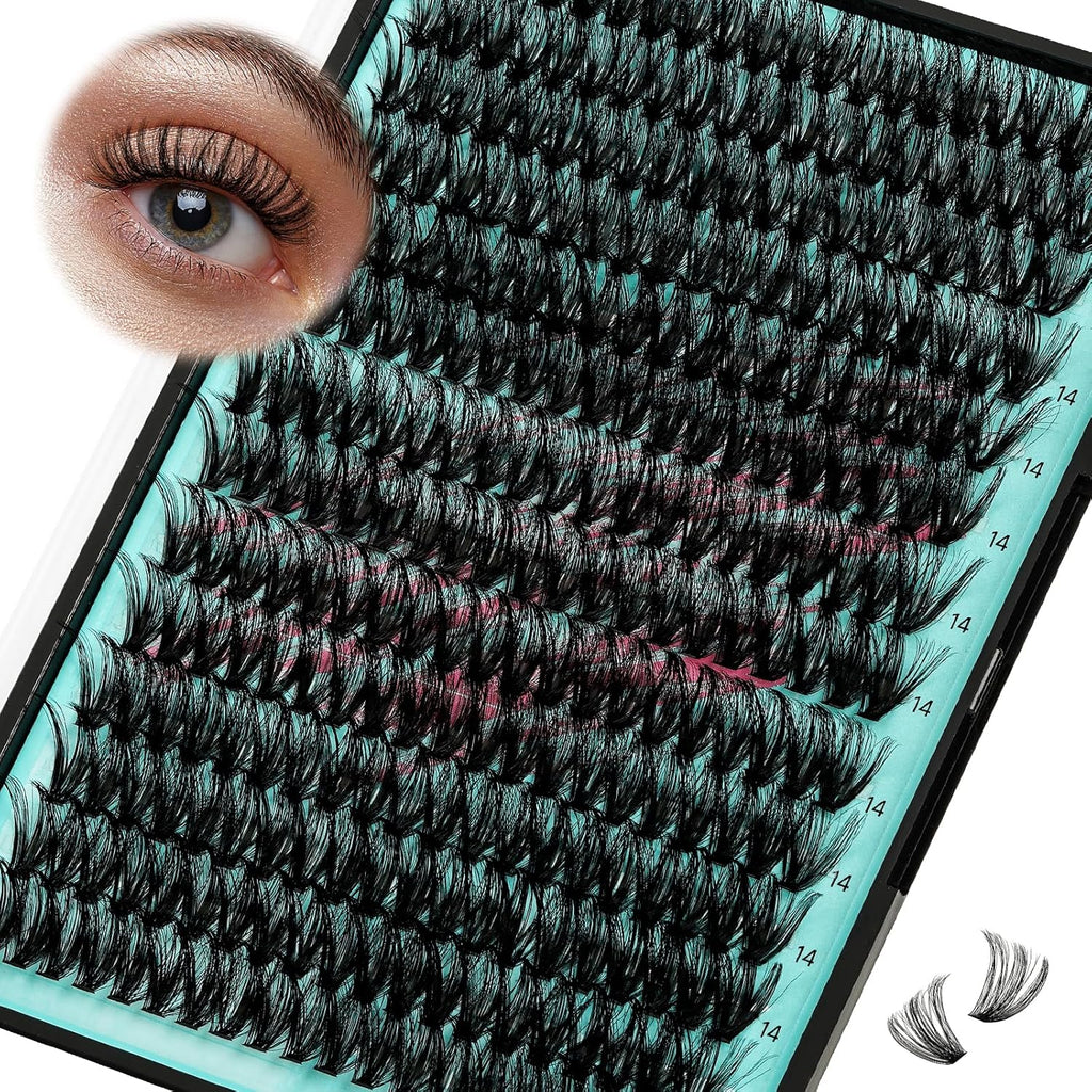 Lash Clusters Wispy 280PCS Eyelash Extension 40D 50D Cluster Lashes Individual Lashes DIY Lash Extension Natural Look Cluster Eyelash Extensions Soft False Eyelashes at Home for Beginners(14mm)