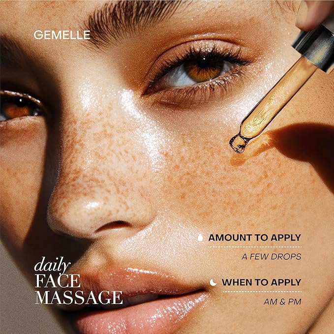 GEMELLE Lymphatic Anti-Aging Face Oil | 6x Award Winner | Packed with Vitamins C,E & A | Moisturize, Repair & Protect | Bakuchiol, Sea Buckthorn & More! | Paraben-Free, Natural Skin Care | 30ml